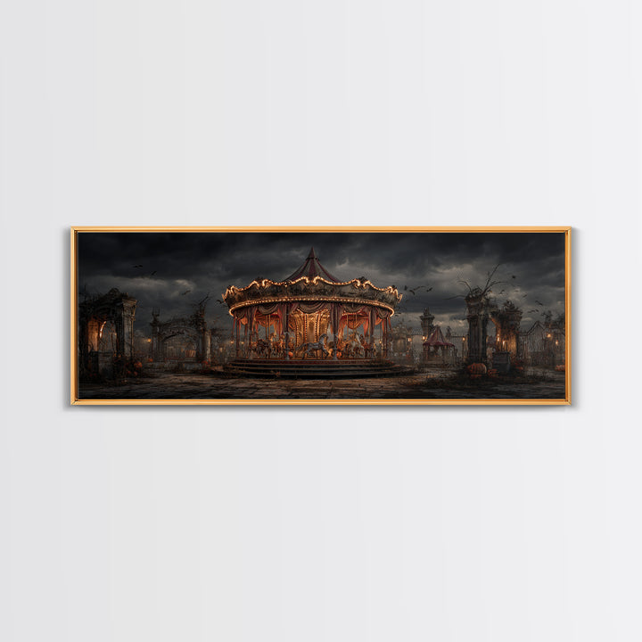 The Abandoned Carnival, Extra Wide Wall Art, Dark Fantasy Wall Art, Canvas Print, Halloween Wall Decor, Gothic Home Decor