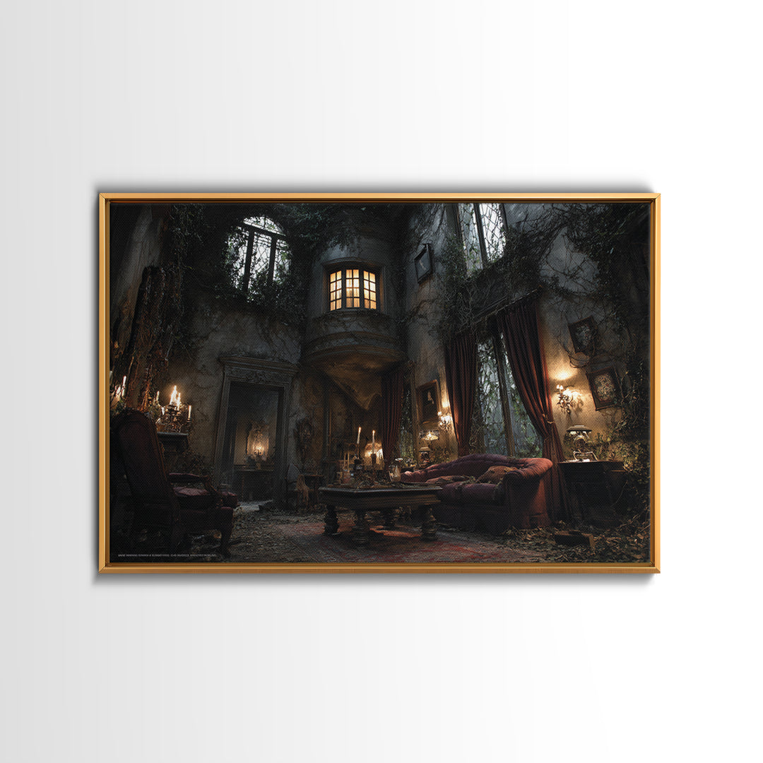 The Haunted Manor, Landscape Wall Art, Haunted Gothic Art, Framed Canvas Print, Halloween Wall Decor, Gothic Home Decor, Seasonal Home Decor