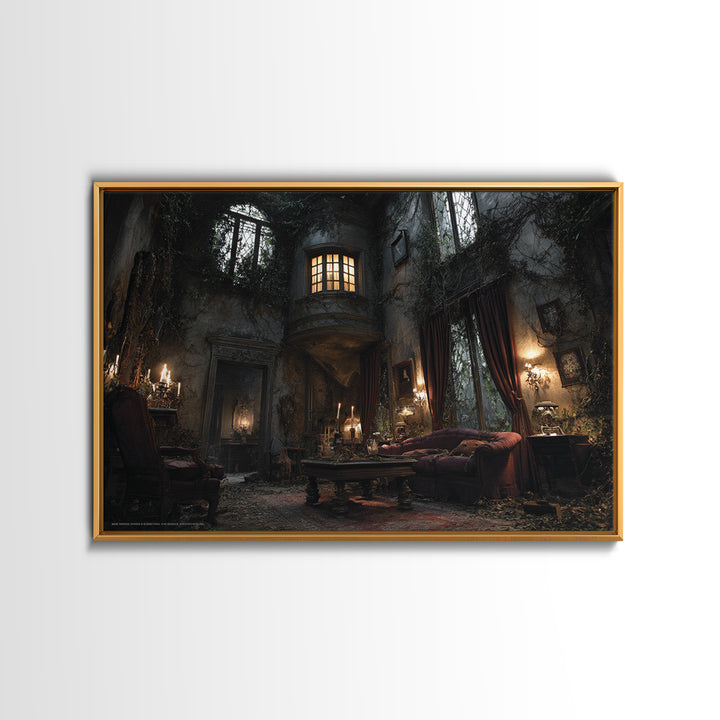 The Haunted Manor, Landscape Wall Art, Haunted Gothic Art, Framed Canvas Print, Halloween Wall Decor, Gothic Home Decor, Seasonal Home Decor