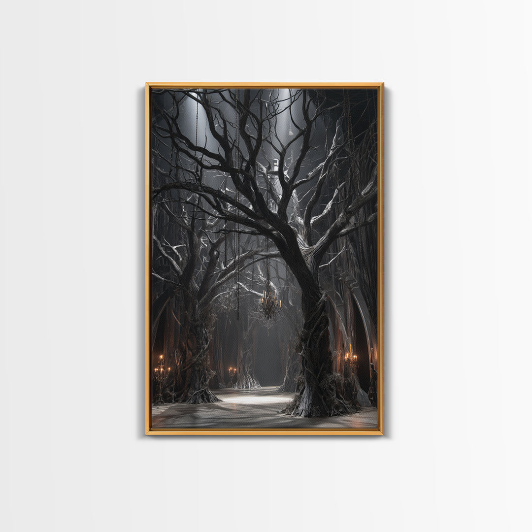 The Witch'S Forest, Vertical Wall Art, Gothic Horror Wall Art, Framed Canvas Print, Halloween Wall Decor, Gothic Home Decor
