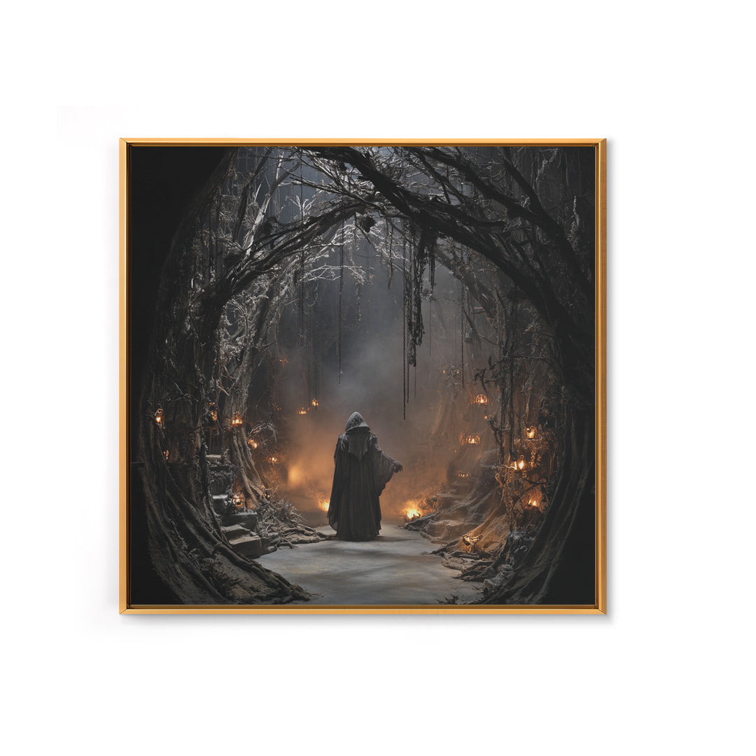 The Witch'S Forest, Square Wall Art, Dark Fantasy Wall Art, Canvas Print, Halloween Wall Decor, Gothic Home Decor, Macabre Wall Art