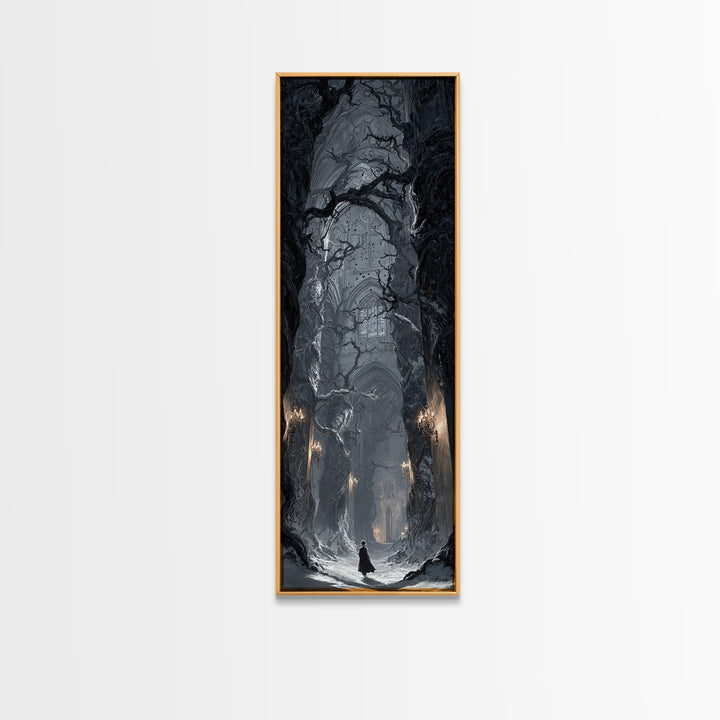 The Witch'S Forest, Tall Narrow Wall Art, Dark Fantasy Wall Art, Canvas Print, Halloween Wall Decor, Gothic Home Decor, Statement Wall Art