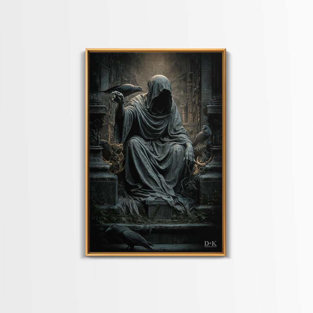 The Forgotten Crypt, Vertical Wall Art, Macabre Wall Art, Framed Canvas Print, Halloween Wall Decor, Gothic Home Decor, Seasonal Home Decor