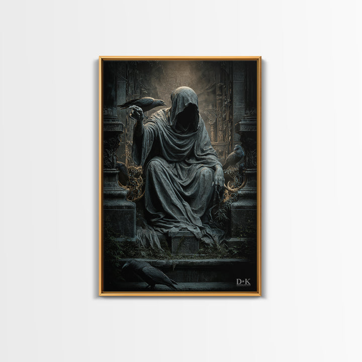 The Forgotten Crypt, Vertical Wall Art, Macabre Wall Art, Framed Canvas Print, Halloween Wall Decor, Gothic Home Decor, Seasonal Home Decor