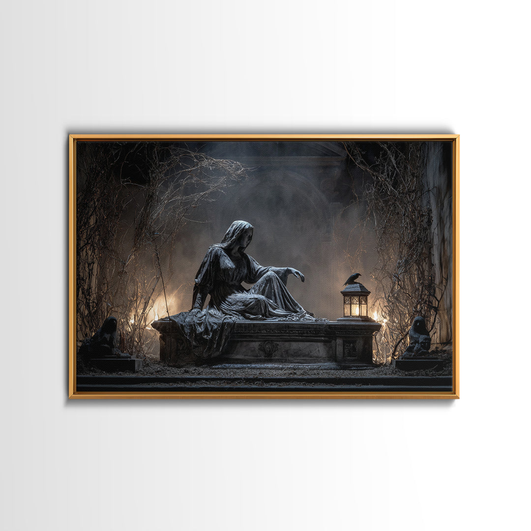 The Forgotten Crypt, Landscape Wall Art, Spooky Home Decor, Canvas Print, Halloween Wall Decor, Gothic Home Decor, Statement Wall Art