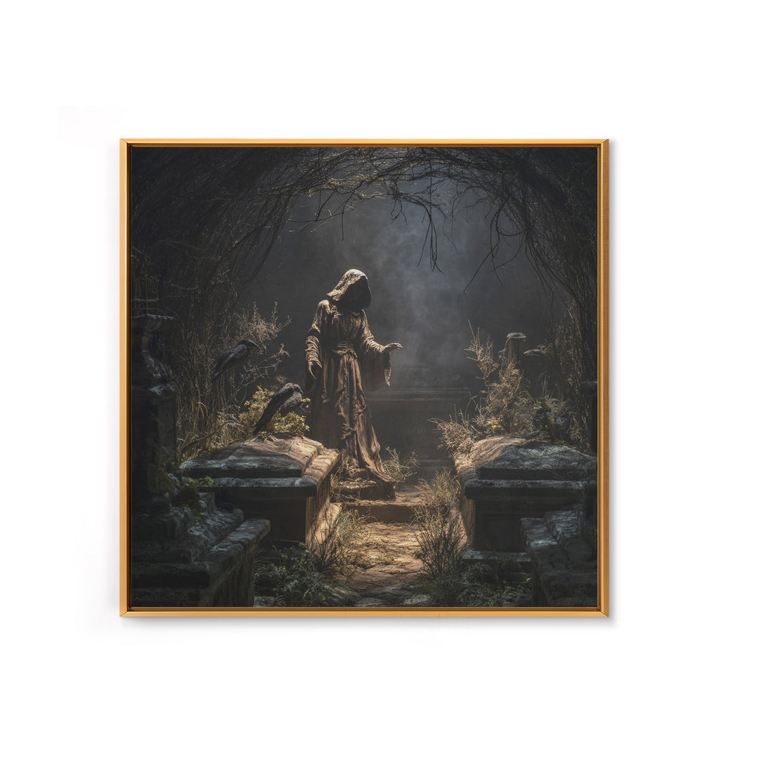 The Forgotten Crypt, Square Wall Art, Dark Halloween Decor, Canvas Print, Halloween Wall Decor, Gothic Home Decor, Horror Wall Art