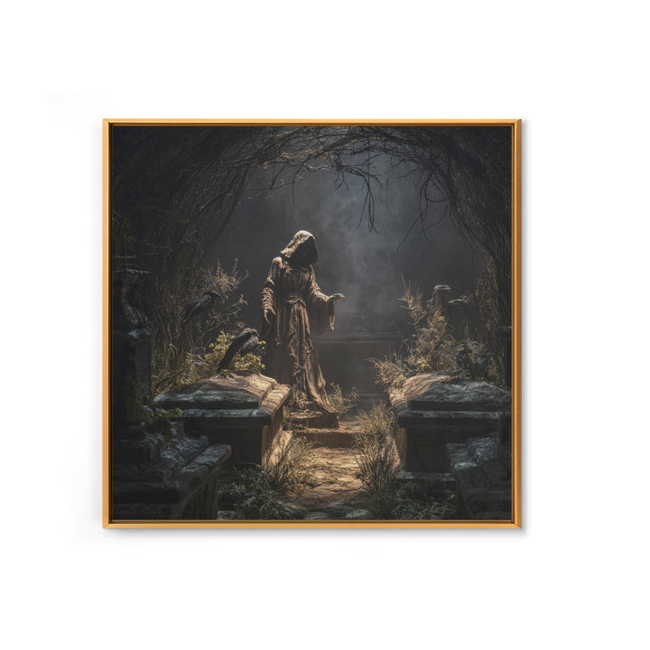 The Forgotten Crypt, Square Wall Art, Dark Halloween Decor, Canvas Print, Halloween Wall Decor, Gothic Home Decor, Horror Wall Art
