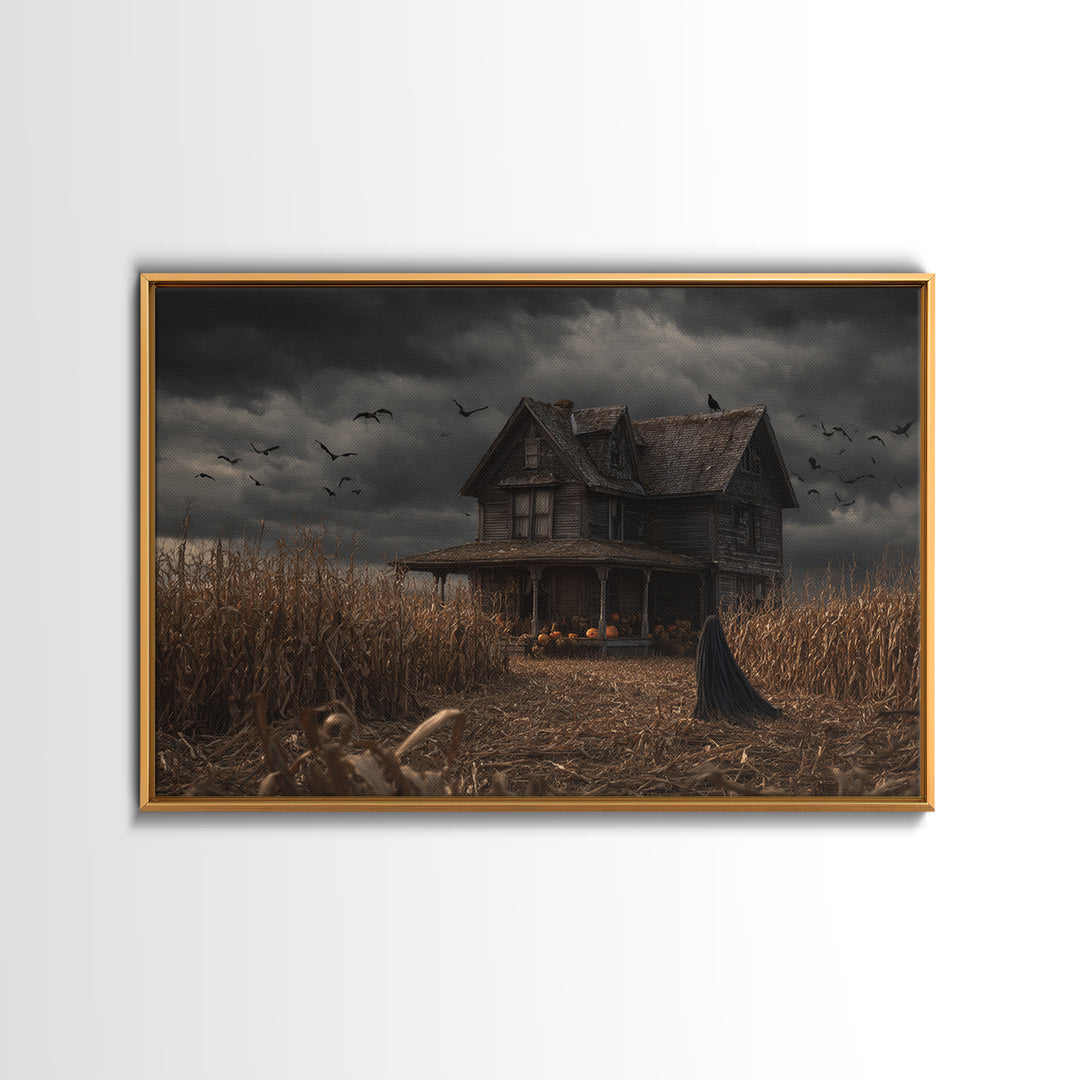 The Possessed Farmhouse, Landscape Wall Art, Dark Halloween Decor, Canvas Print, Halloween Wall Decor, Gothic Home Decor, Macabre Wall Art