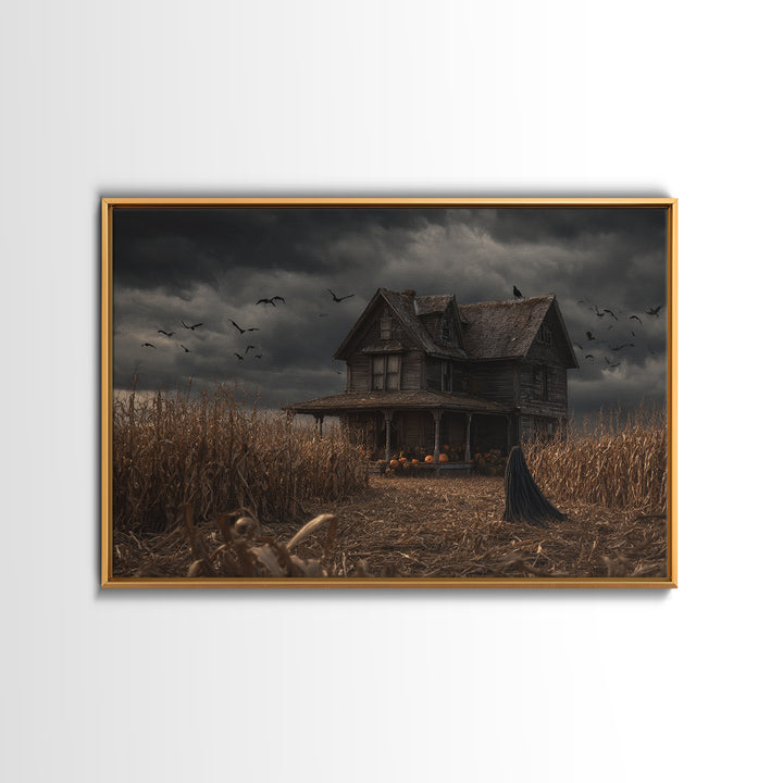 The Possessed Farmhouse, Landscape Wall Art, Dark Halloween Decor, Canvas Print, Halloween Wall Decor, Gothic Home Decor, Macabre Wall Art
