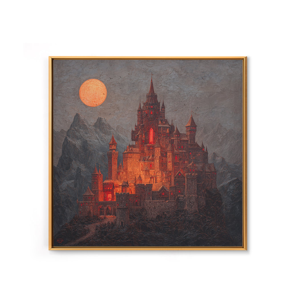 The Vampire Castle, Square Wall Art, Spooky Home Decor, Canvas Print, Halloween Wall Decor, Gothic Home Decor, Dark Fantasy Art