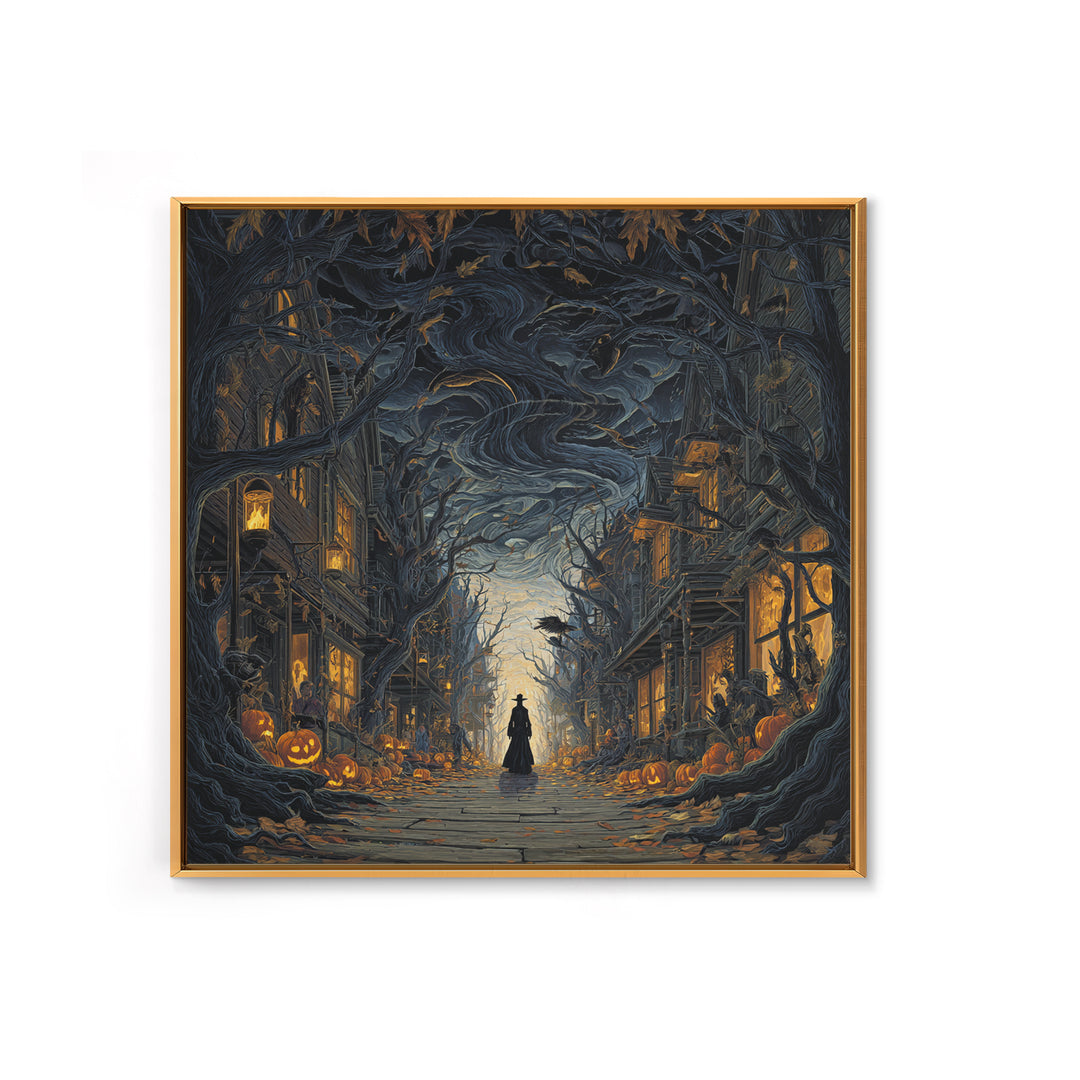 The Ghost Town Main Street, Square Wall Art, Spooky Home Decor, Canvas Print, Halloween Wall Decor, Gothic Home Decor