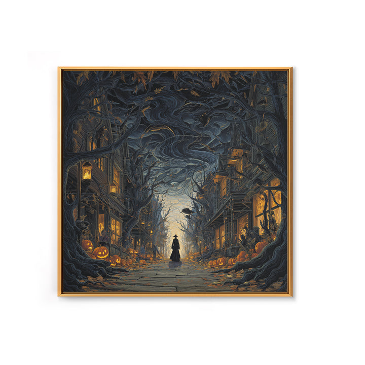 The Ghost Town Main Street, Square Wall Art, Spooky Home Decor, Canvas Print, Halloween Wall Decor, Gothic Home Decor