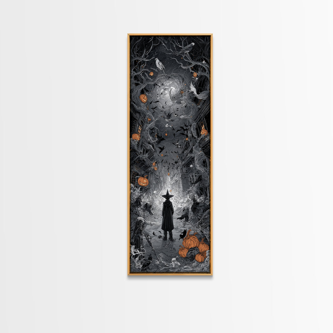 The Ghost Town Main Street, Tall Narrow Wall Art, Dark Fantasy Wall Art, Canvas Print, Halloween Wall Decor, Gothic Home Decor