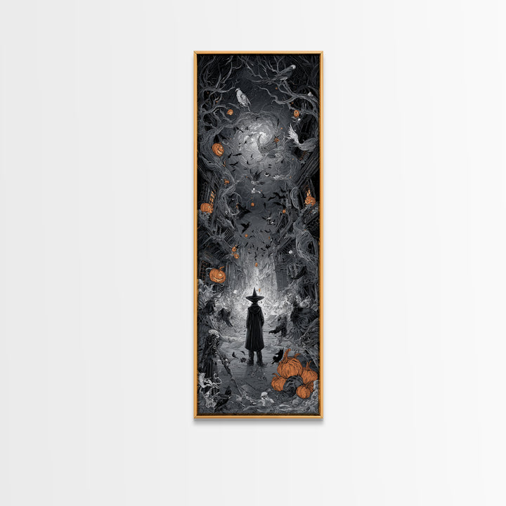 The Ghost Town Main Street, Tall Narrow Wall Art, Dark Fantasy Wall Art, Canvas Print, Halloween Wall Decor, Gothic Home Decor