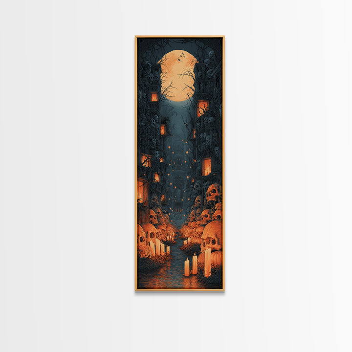 The Endless Catacombs, Tall Narrow Wall Art, Spooky Home Decor, Canvas Print, Halloween Wall Decor, Gothic Home Decor, Spooky Wall Decor