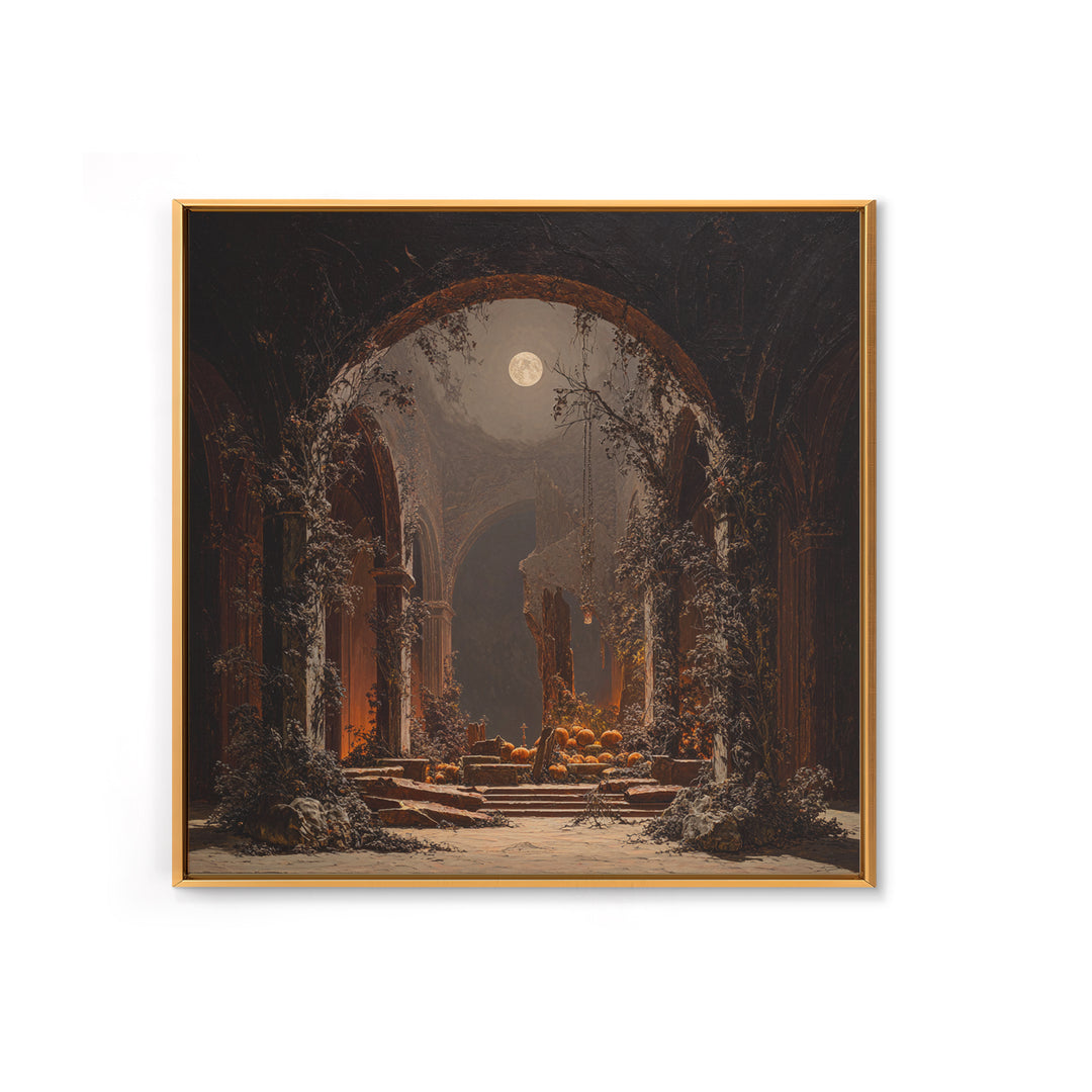 The Overgrown Chapel, Square Wall Art, Spooky Home Decor, Canvas Print, Halloween Wall Decor, Gothic Home Decor, Spooky Wall Decor