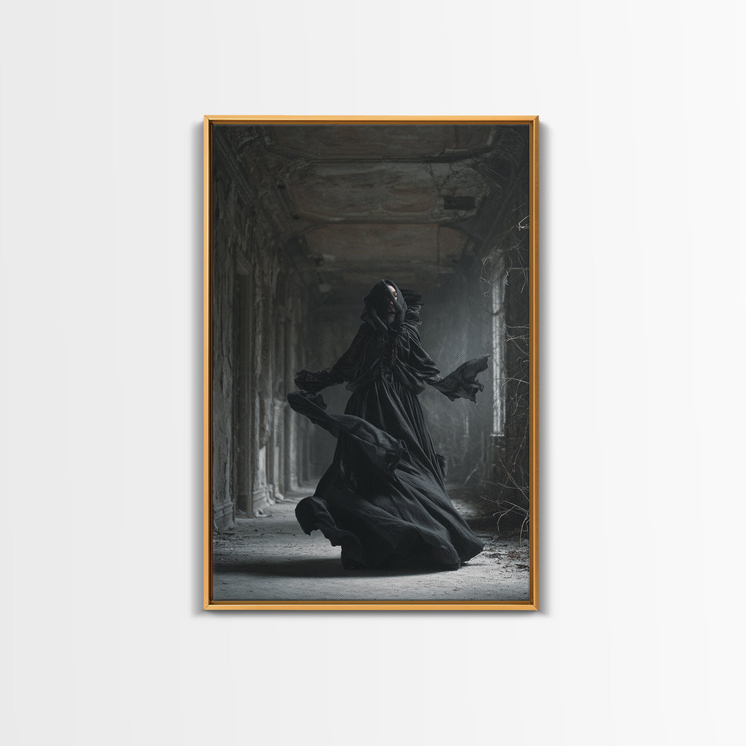 The Derelict Asylum, Vertical Wall Art, Macabre Wall Art, Framed Canvas Print, Halloween Wall Decor, Gothic Home Decor, Halloween Decor