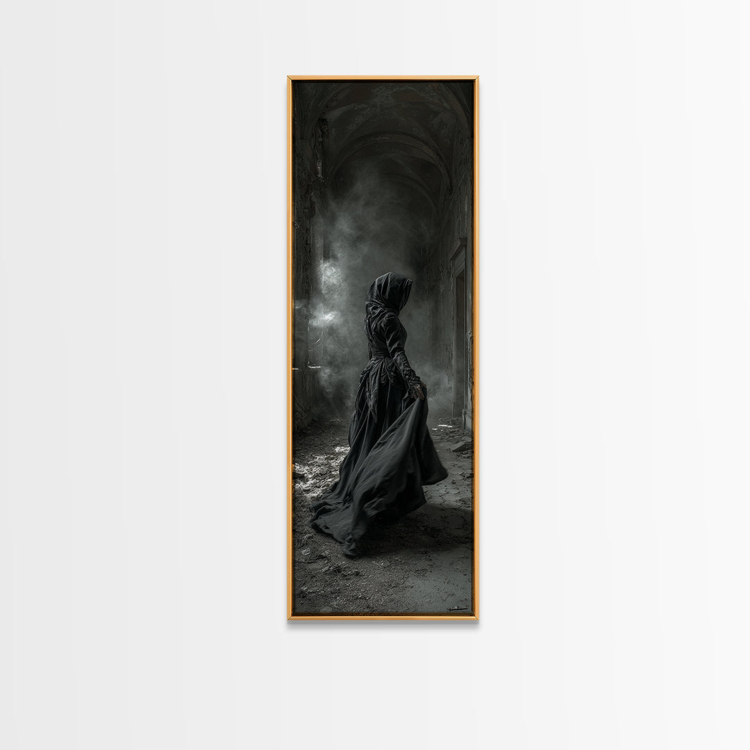 The Derelict Asylum, Tall Narrow Wall Art, Dark Halloween Decor, Canvas Print, Halloween Wall Decor, Gothic Home Decor, Macabre Wall Art