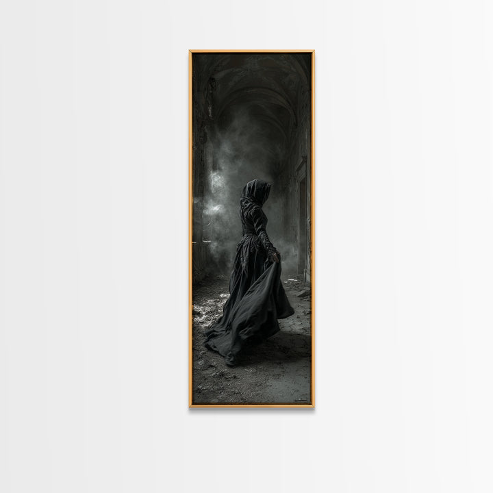 The Derelict Asylum, Tall Narrow Wall Art, Dark Halloween Decor, Canvas Print, Halloween Wall Decor, Gothic Home Decor, Macabre Wall Art
