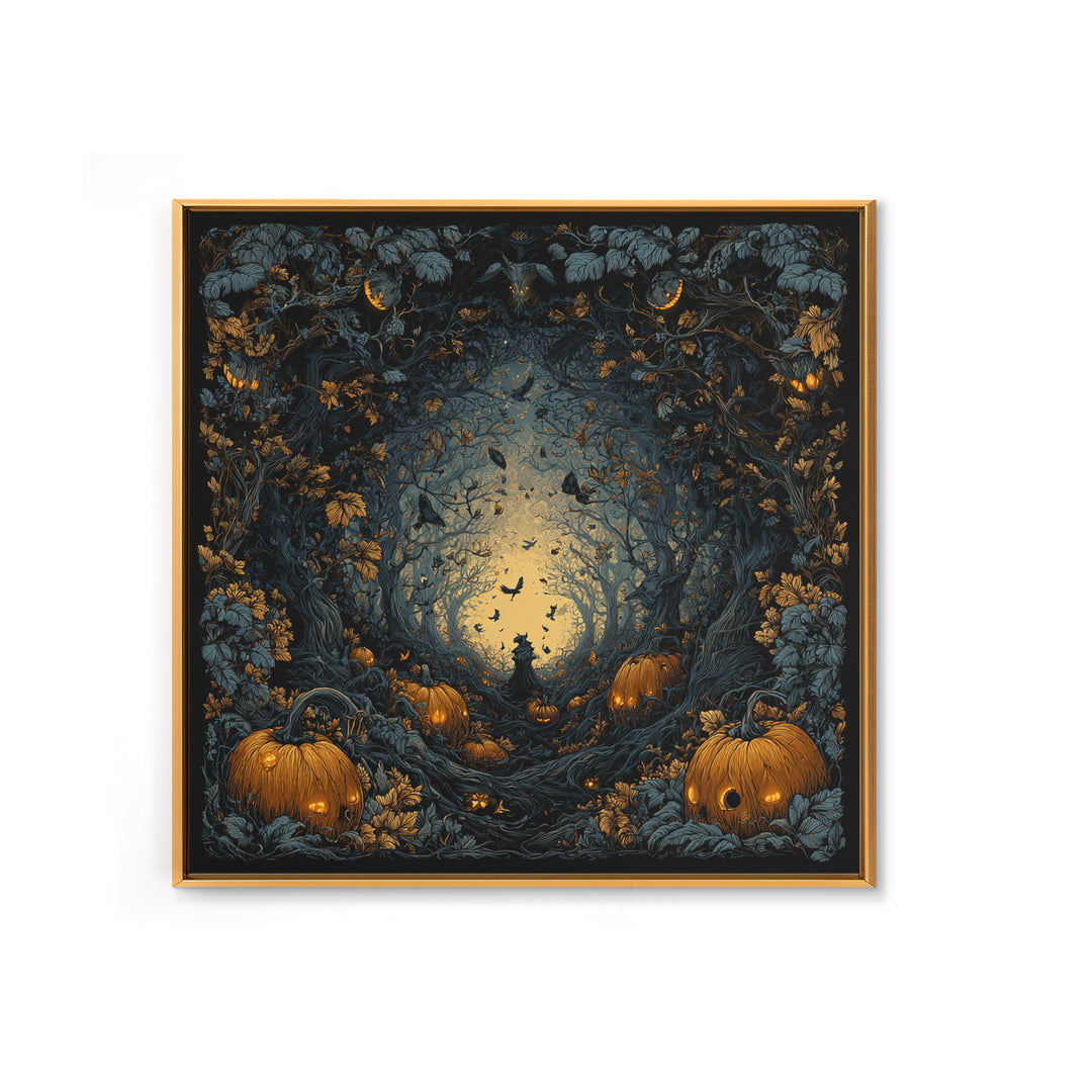 The Pumpkin Patch Maze, Square Wall Art, Dark Halloween Decor, Canvas Print, Halloween Wall Decor, Gothic Home Decor, Collectible Wall Decor