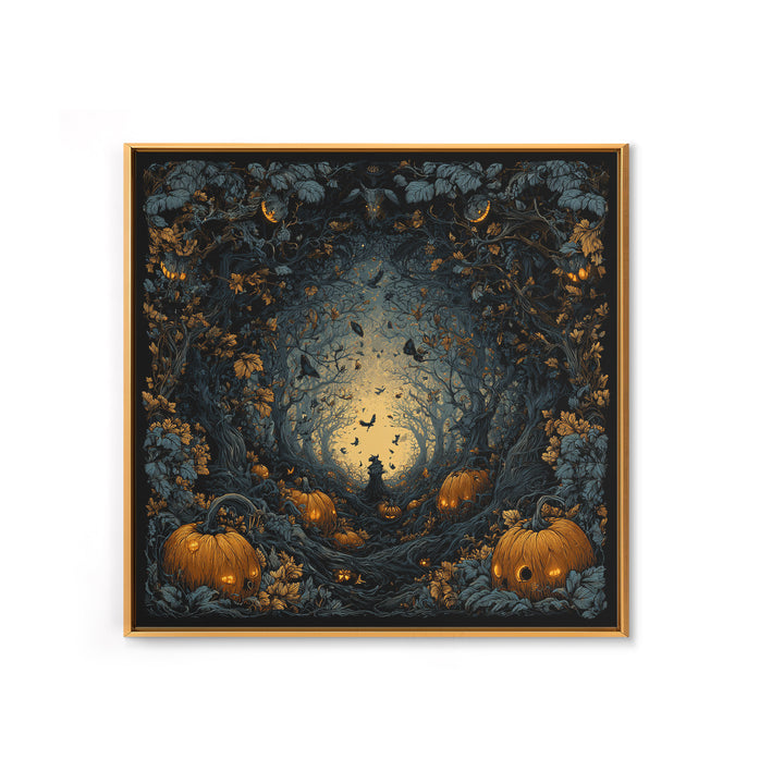 The Pumpkin Patch Maze, Square Wall Art, Dark Halloween Decor, Canvas Print, Halloween Wall Decor, Gothic Home Decor, Collectible Wall Decor