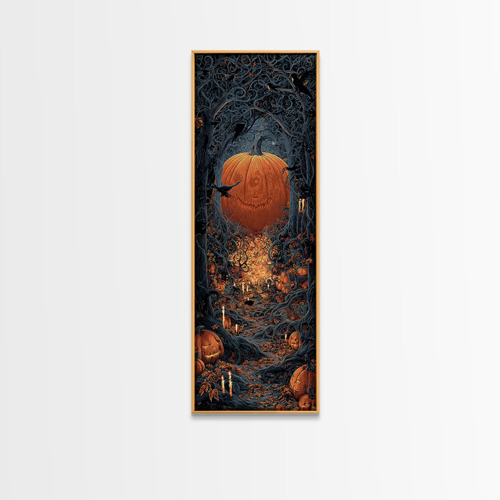 The Pumpkin Patch Maze, Tall Narrow Wall Art, Dark Halloween Decor, Canvas Print, Halloween Wall Decor, Gothic Home Decor, Macabre Wall Art