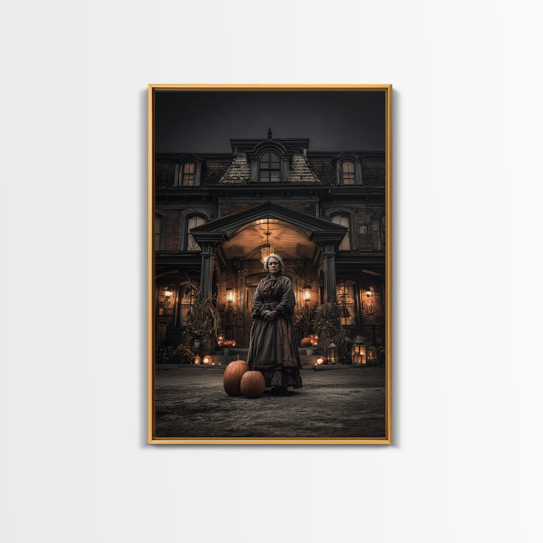 The Haunted Hotel, Vertical Wall Art, Macabre Wall Art, Framed Canvas Print, Halloween Wall Decor, Gothic Home Decor, Spooky Wall Decor