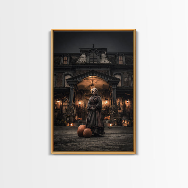 The Haunted Hotel, Vertical Wall Art, Macabre Wall Art, Framed Canvas Print, Halloween Wall Decor, Gothic Home Decor, Spooky Wall Decor