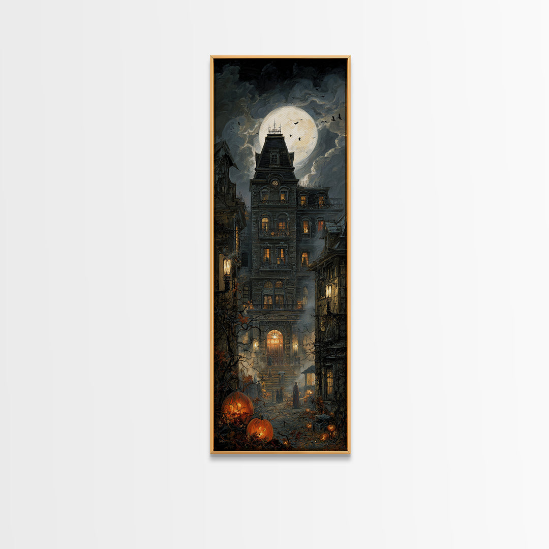 The Haunted Hotel, Tall Narrow Wall Art, Spooky Home Decor, Canvas Print, Halloween Wall Decor, Gothic Home Decor, Macabre Wall Art