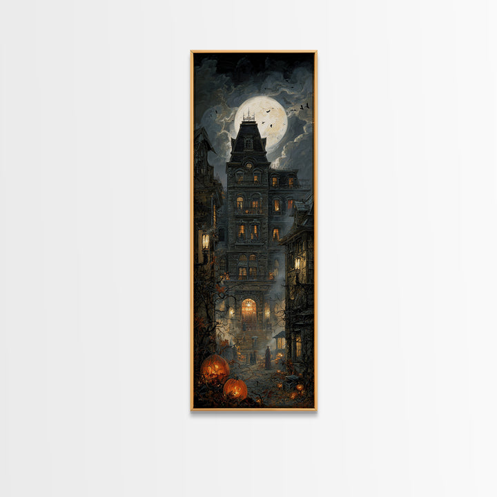 The Haunted Hotel, Tall Narrow Wall Art, Spooky Home Decor, Canvas Print, Halloween Wall Decor, Gothic Home Decor, Macabre Wall Art