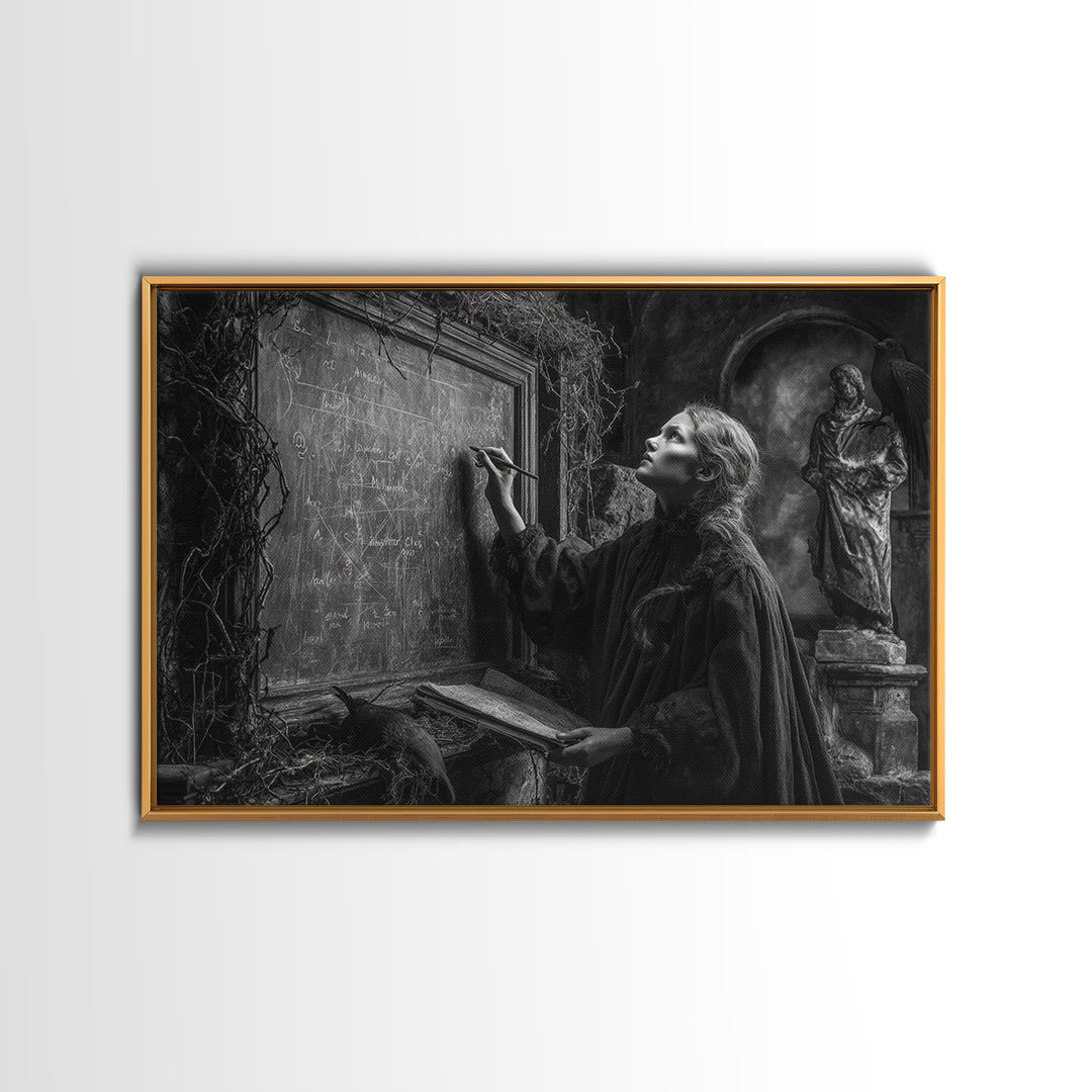The Silent Schoolhouse, Landscape Wall Art, Haunted Gothic Art, Framed Canvas Print, Halloween Wall Decor, Gothic Home Decor