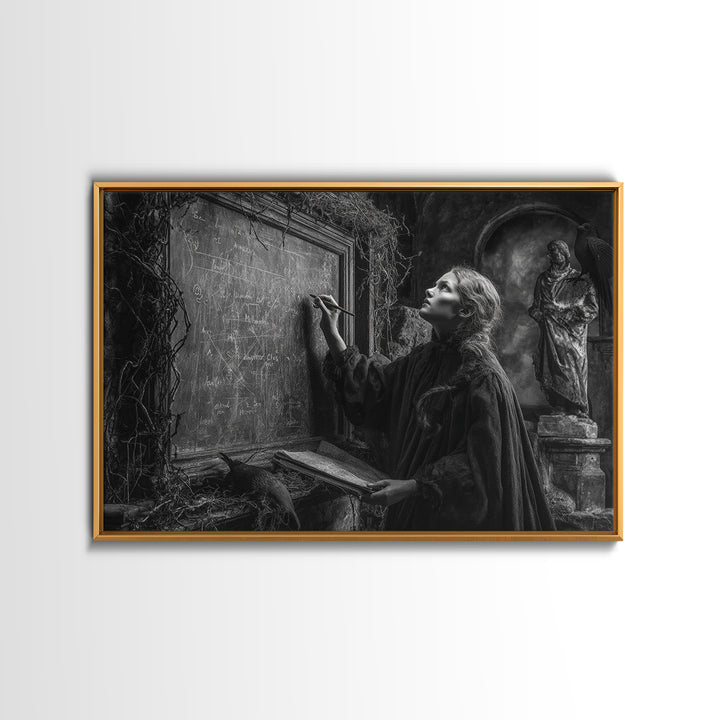 The Silent Schoolhouse, Landscape Wall Art, Haunted Gothic Art, Framed Canvas Print, Halloween Wall Decor, Gothic Home Decor