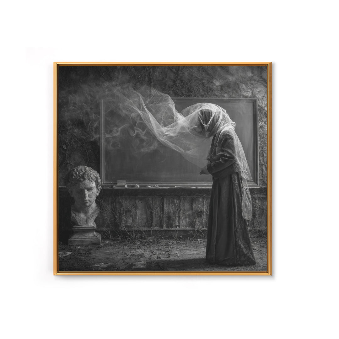 The Silent Schoolhouse, Square Wall Art, Gothic Horror Wall Art, Framed Canvas Print, Halloween Wall Decor, Gothic Home Decor