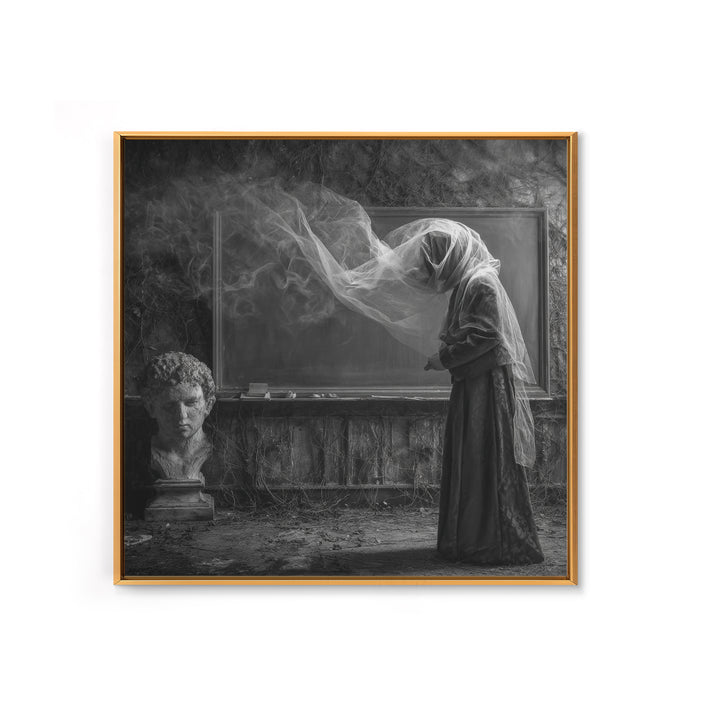 The Silent Schoolhouse, Square Wall Art, Gothic Horror Wall Art, Framed Canvas Print, Halloween Wall Decor, Gothic Home Decor