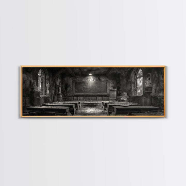 The Silent Schoolhouse, Extra Wide Wall Art, Dark Halloween Decor, Canvas Print, Halloween Wall Decor, Gothic Home Decor, Dark Fantasy Art