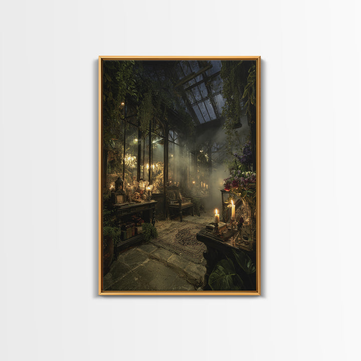 The Cemetery Greenhouse, Vertical Wall Art, Dark Fantasy Wall Art, Canvas Print, Halloween Wall Decor, Gothic Home Decor, Halloween Wall Art