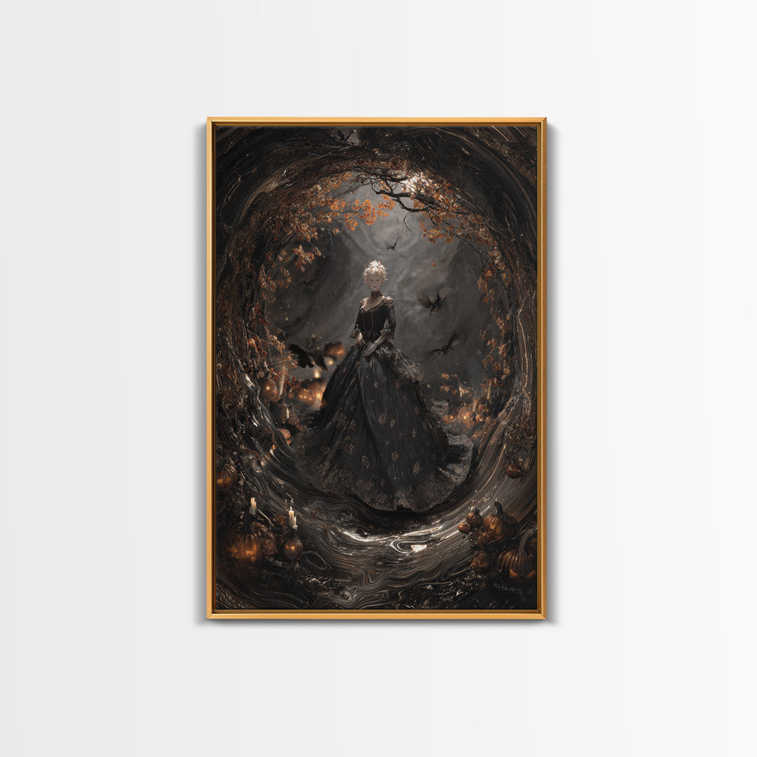 The Midnight Masquerade, Vertical Wall Art, Dark Halloween Decor, Canvas Print, Halloween Wall Decor, Gothic Home Decor