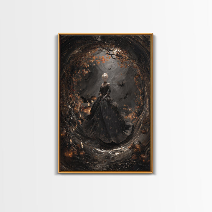 The Midnight Masquerade, Vertical Wall Art, Dark Halloween Decor, Canvas Print, Halloween Wall Decor, Gothic Home Decor
