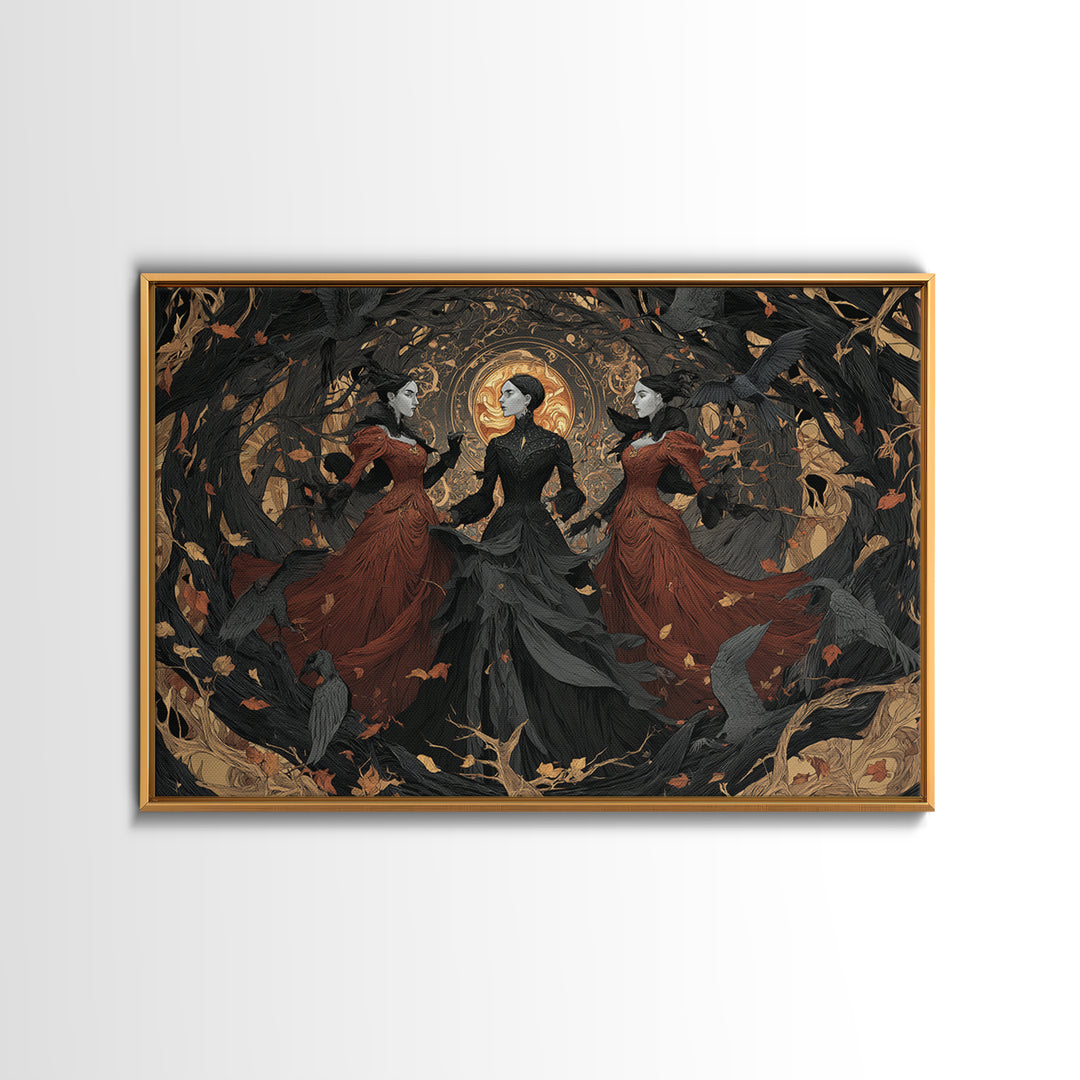 The Midnight Masquerade, Landscape Wall Art, Macabre Wall Art, Framed Canvas Print, Halloween Wall Decor, Gothic Home Decor