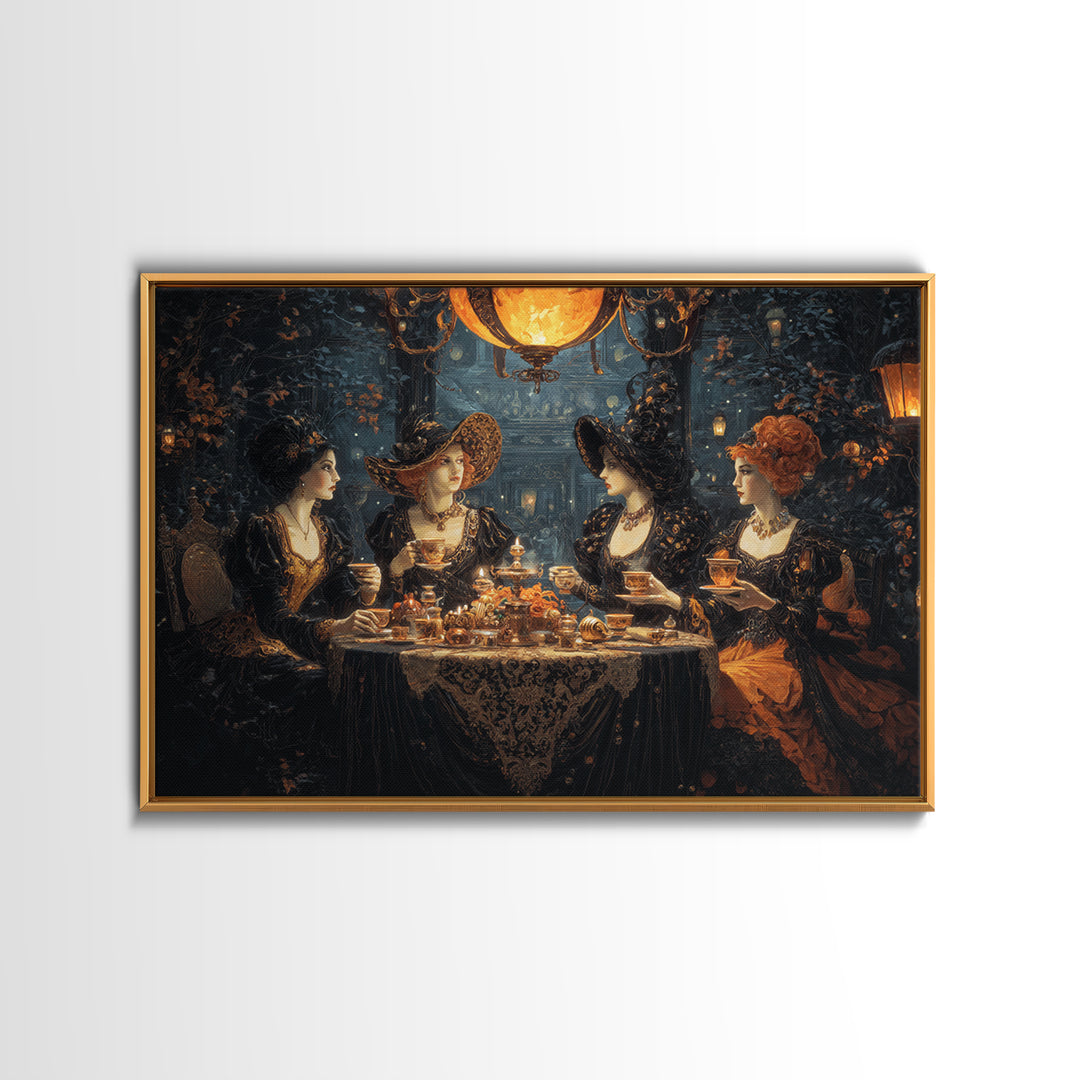 The Witches' Tea Party, Landscape Wall Art, Dark Fantasy Wall Art, Canvas Print, Halloween Wall Decor, Gothic Home Decor