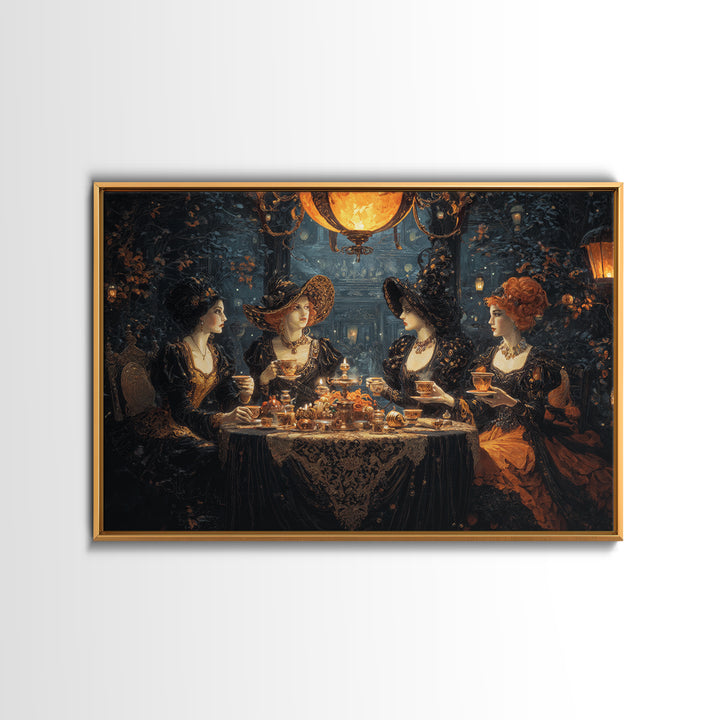 The Witches' Tea Party, Landscape Wall Art, Dark Fantasy Wall Art, Canvas Print, Halloween Wall Decor, Gothic Home Decor