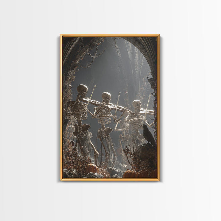 The Skeleton Orchestra, Vertical Wall Art, Dark Halloween Decor, Canvas Print, Halloween Wall Decor, Gothic Home Decor