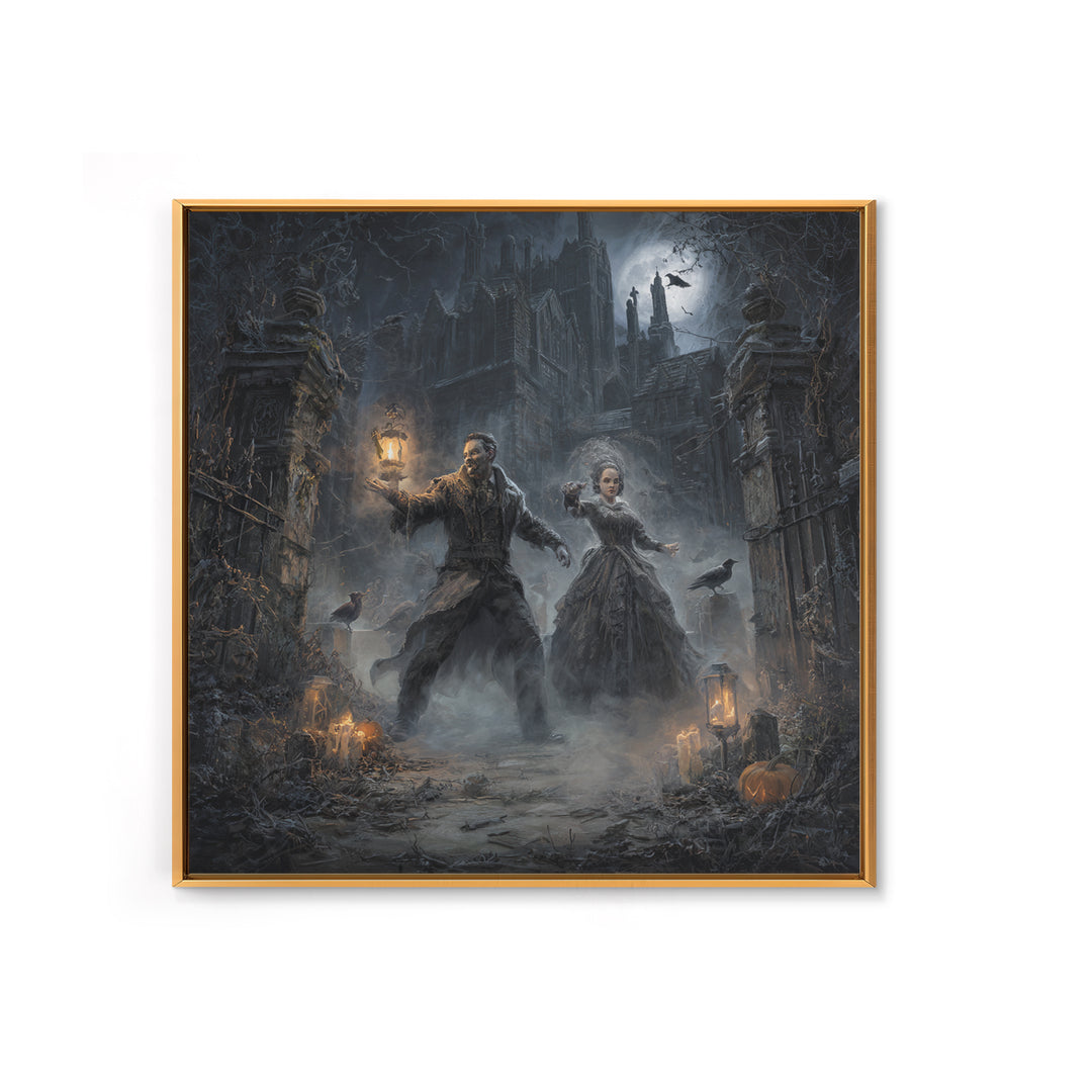 The Ghost Wedding, Square Wall Art, Gothic Horror Wall Art, Framed Canvas Print, Halloween Wall Decor, Gothic Home Decor, Halloween Decor
