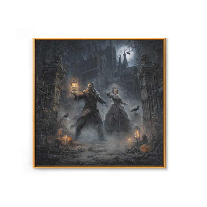 The Ghost Wedding, Square Wall Art, Gothic Horror Wall Art, Framed Canvas Print, Halloween Wall Decor, Gothic Home Decor, Halloween Decor