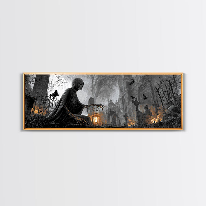 The Ghost Wedding, Extra Wide Wall Art, Dark Halloween Decor, Canvas Print, Halloween Wall Decor, Gothic Home Decor, Dark Fantasy Art