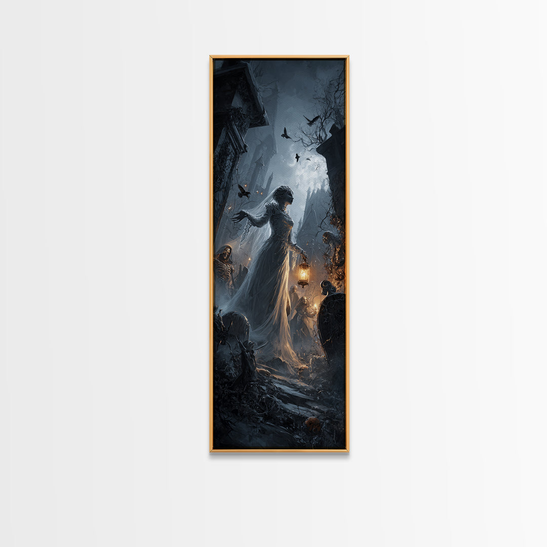 The Ghost Wedding, Tall Narrow Wall Art, Dark Fantasy Wall Art, Canvas Print, Halloween Wall Decor, Gothic Home Decor, Halloween Wall Art