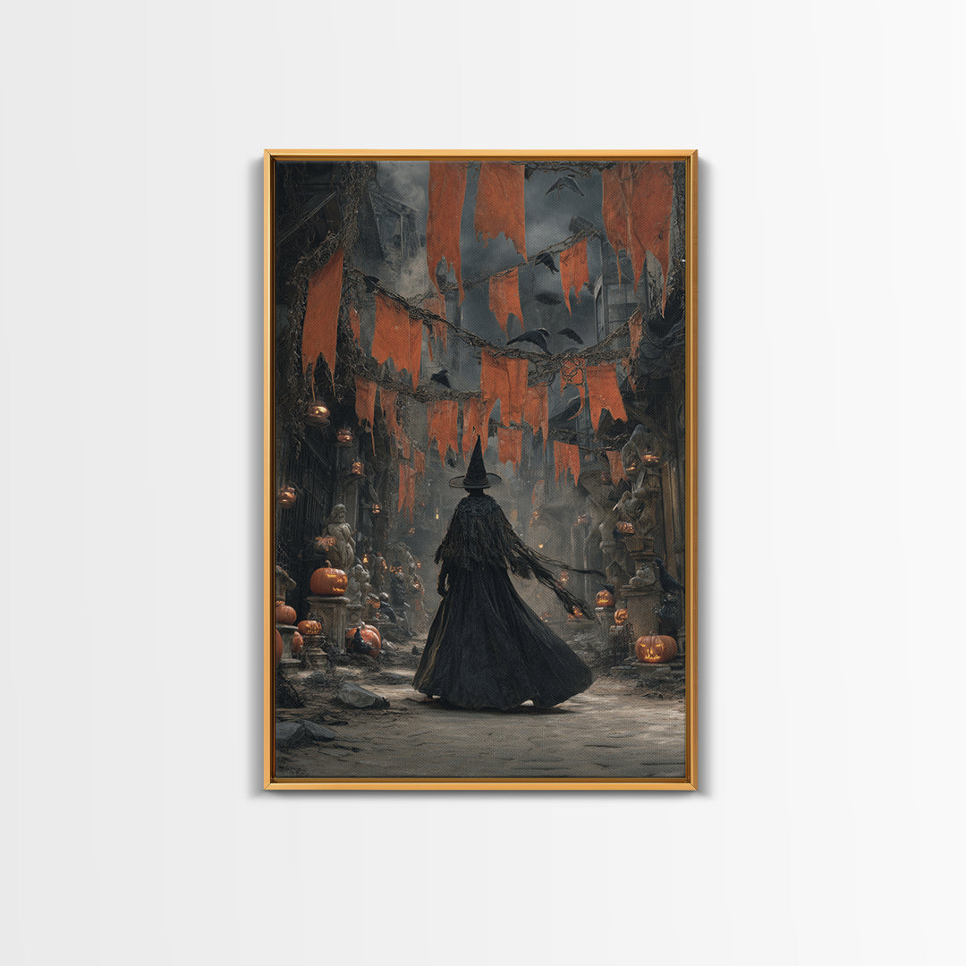 The Monster Parade, Vertical Wall Art, Haunted Gothic Art, Framed Canvas Print, Halloween Wall Decor, Gothic Home Decor, Halloween Wall Art