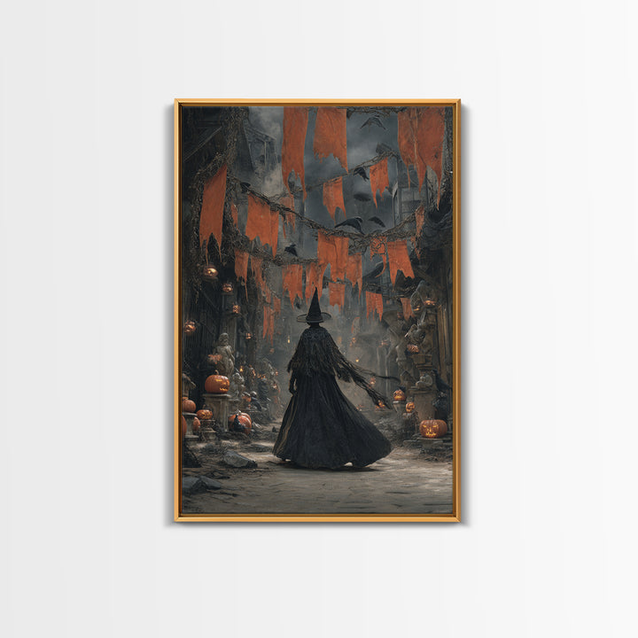 The Monster Parade, Vertical Wall Art, Haunted Gothic Art, Framed Canvas Print, Halloween Wall Decor, Gothic Home Decor, Halloween Wall Art