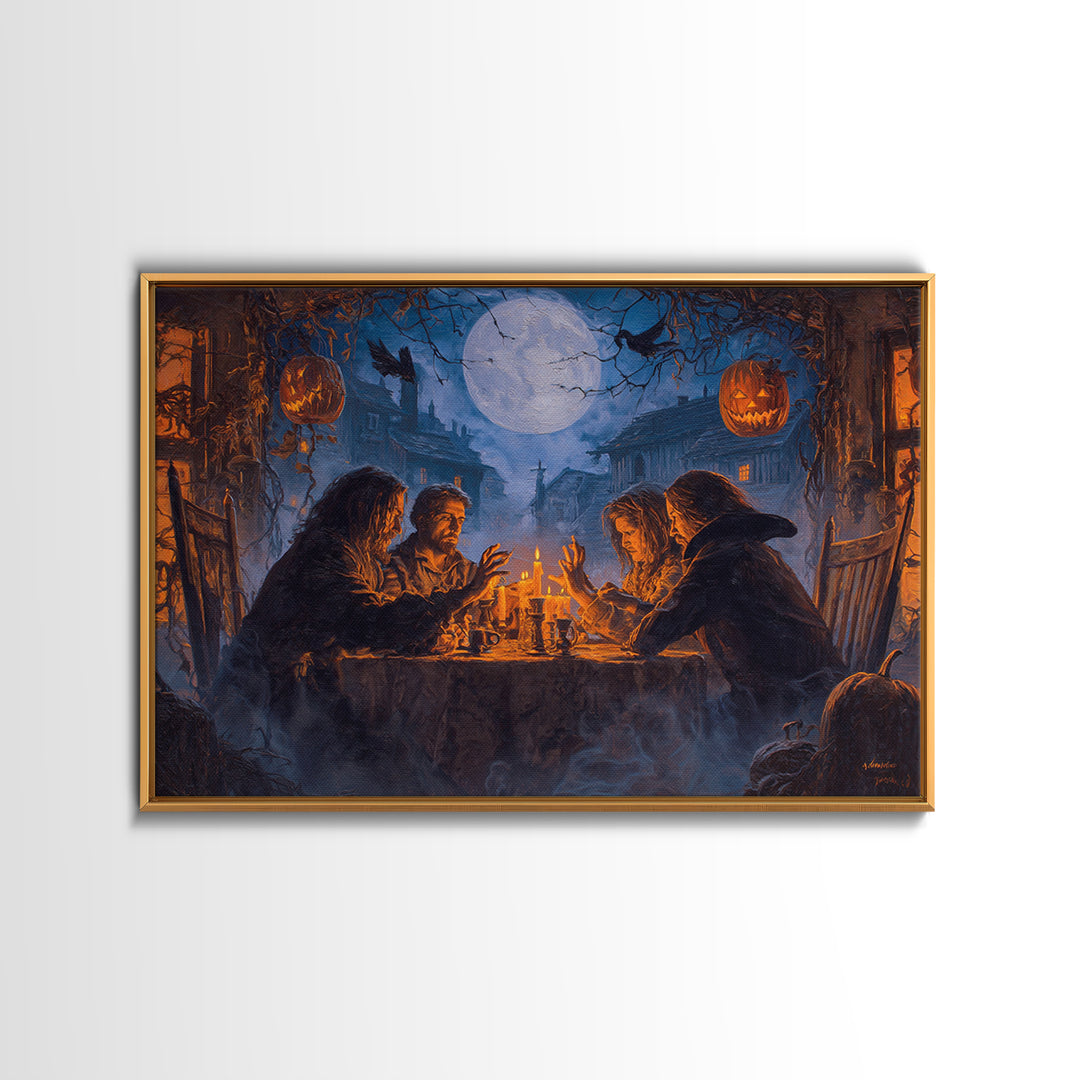 The Candlelit Seance, Landscape Wall Art, Gothic Horror Wall Art, Framed Canvas Print, Halloween Wall Decor, Gothic Home Decor