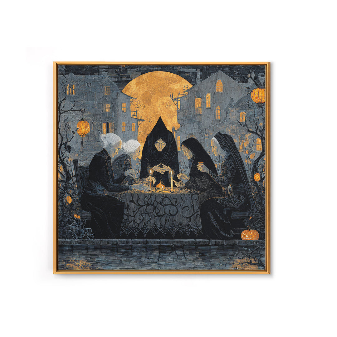 The Candlelit Seance, Square Wall Art, Dark Halloween Decor, Canvas Print, Halloween Wall Decor, Gothic Home Decor, Spooky Wall Decor